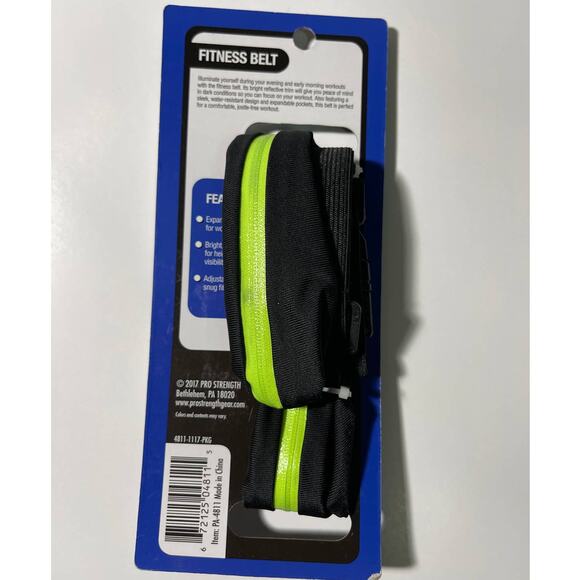 Pro Strength Zippered Fitness Belt with Reflective Trim NEW Unisex Black Neon - Picture 6 of 8